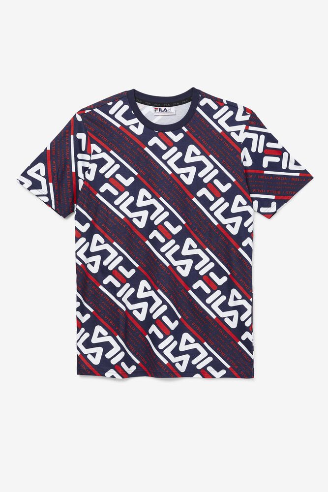 Fila T-Shirt Herre Mørkeblå/Hvide/Rød Calvin XSG-379482